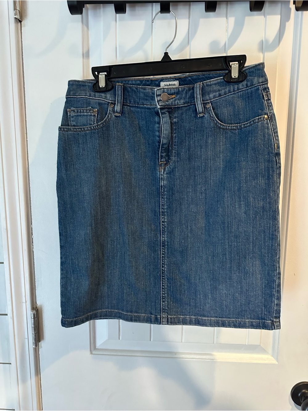 L.L. Bean Classic Blue Denim Pencil Skirt
